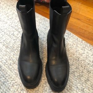 Zara Lug Boots Black Size 9